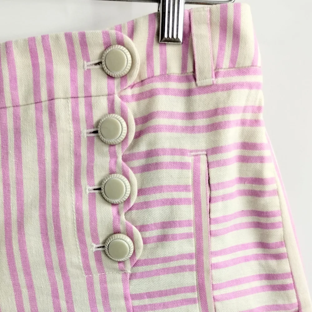 Anthropologie‎ Cartonnier Shorts Pink Scallop Sailor Button